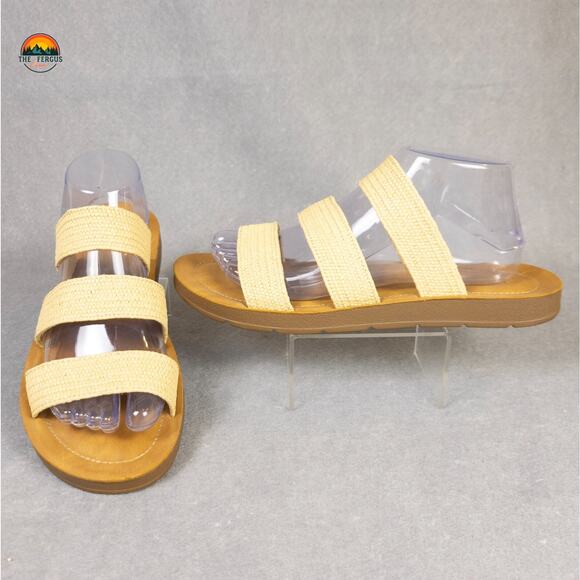 Cushionaire Memory Foam Slide Sandal Cream Brown Slip On Women's Size 10 - Picture 1 of 9